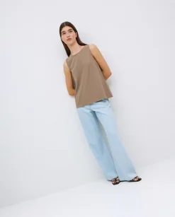 Top algodón flamé caqui
