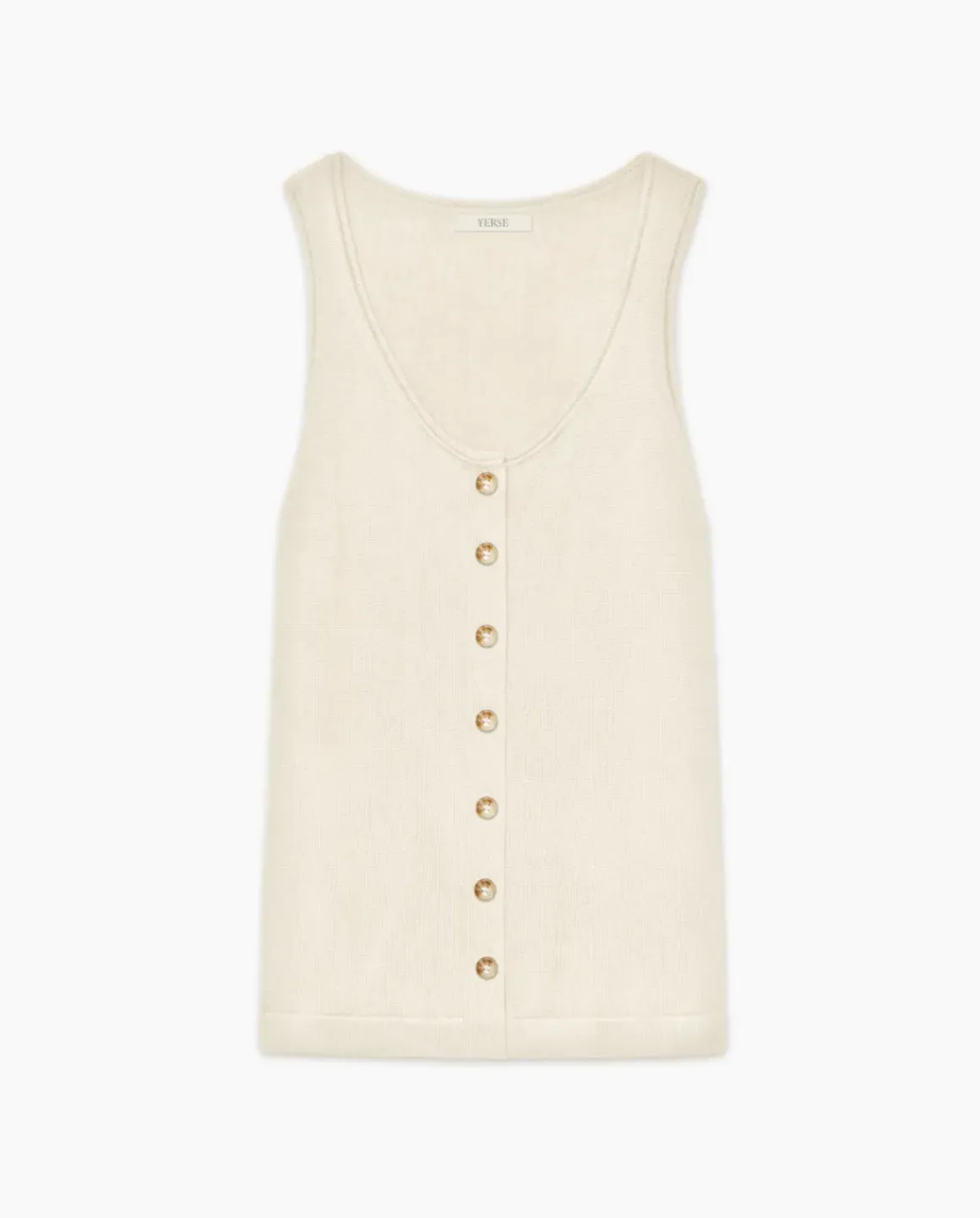 Top botones escote redondo beige