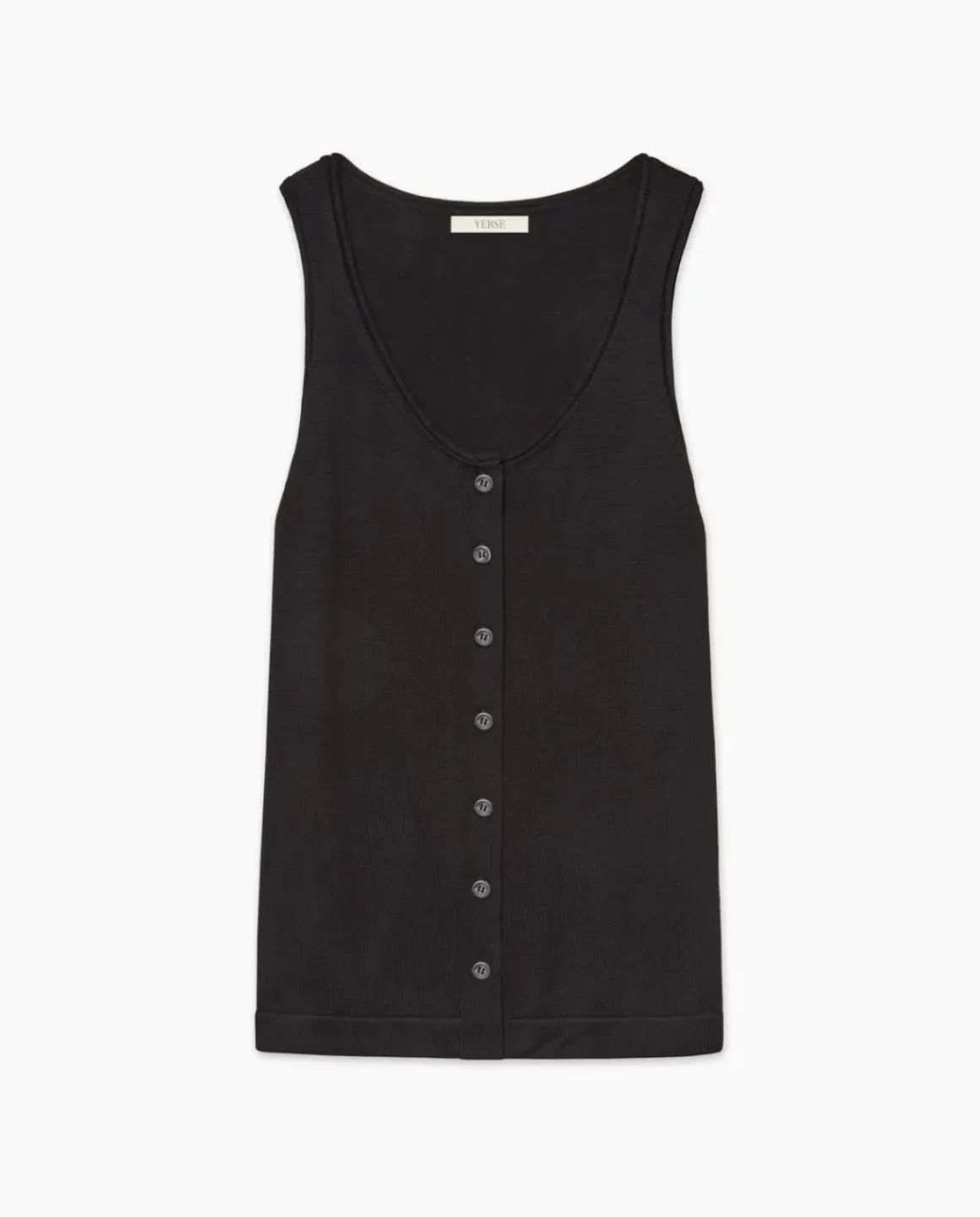 Top botones escote redondo negro