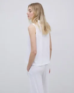 Top cuello polo botones blanco