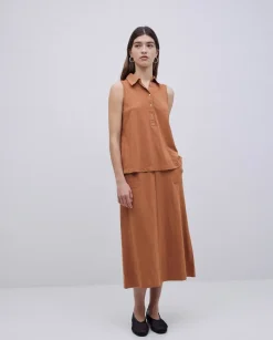 Top cuello polo botones terracota