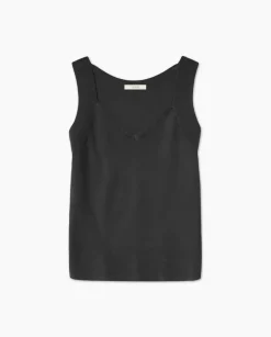 Top escote pico tirantes anchos negro