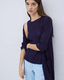 Top escote redondo azul oscuro