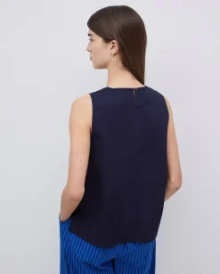Top popelín azul oscuro