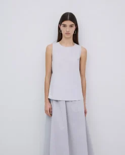 Top popelín gris