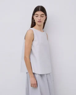 Top popelín gris