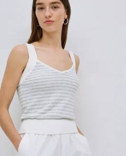 Top tirantes escote pico rayas gris