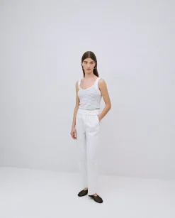 Top tirantes escote pico rayas gris
