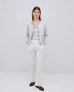 Top tirantes escote pico rayas gris