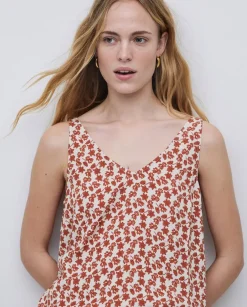 Top tirantes floral terracota