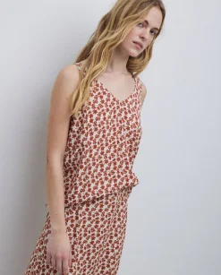 Top tirantes floral terracota