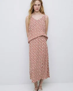 Top tirantes floral terracota