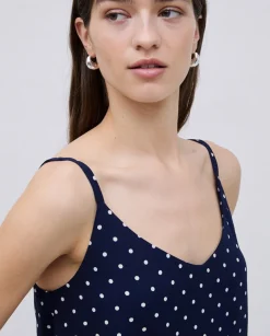 Top tirantes viscosa lunares azul oscuro
