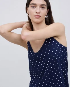 Top tirantes viscosa lunares azul oscuro