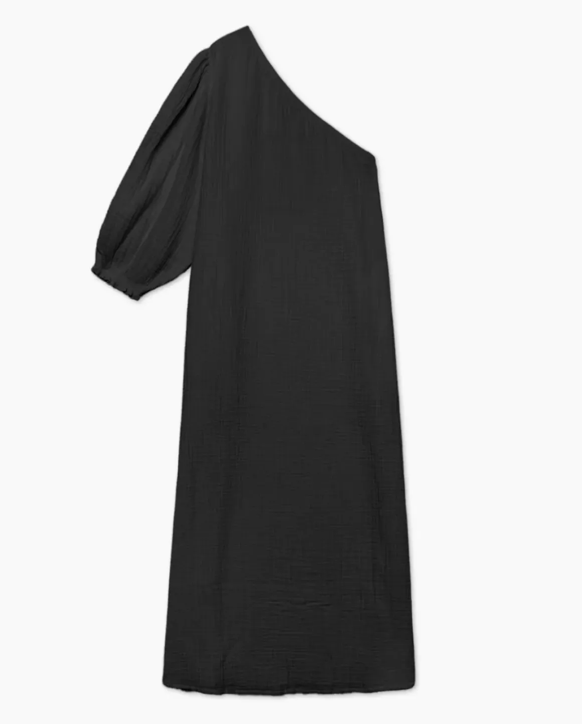 Vestido asimétrico doble gasa negro