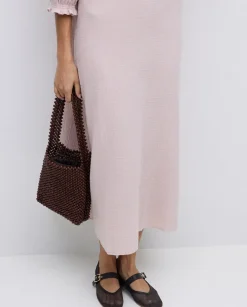 Vestido asimétrico doble gasa rosa pálido