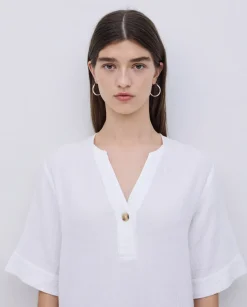 Vestido corto doble gasa blanco