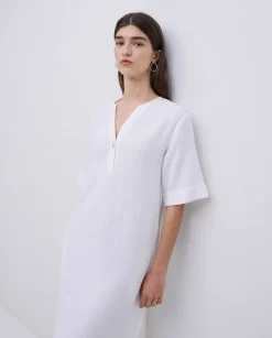 Vestido corto doble gasa blanco