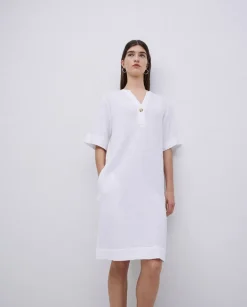 Vestido corto doble gasa blanco