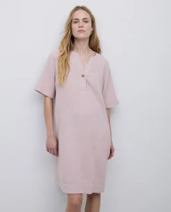 Vestido corto doble gasa rosa pálido
