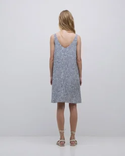Vestido corto escote pico azul