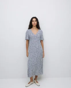 Vestido creppe viscosa ecovero azul