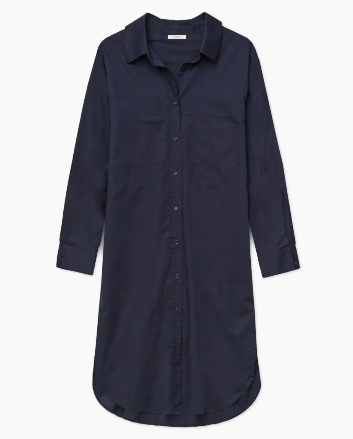 Vestido cuello camisero popelín azul oscuro