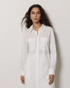 Vestido cuello camisero popelín blanco
