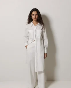Vestido cuello camisero popelín blanco