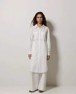 Vestido cuello camisero popelín blanco