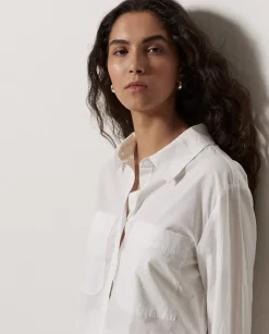 Vestido cuello camisero popelín blanco