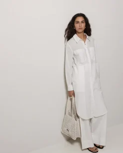 Vestido cuello camisero popelín blanco