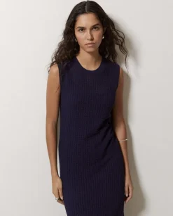 Vestido largo calado azul oscuro