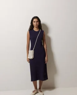 Vestido largo calado azul oscuro