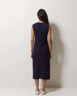 Vestido largo calado azul oscuro