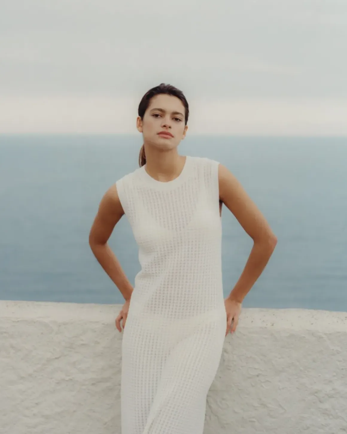 Vestido largo calado blanco