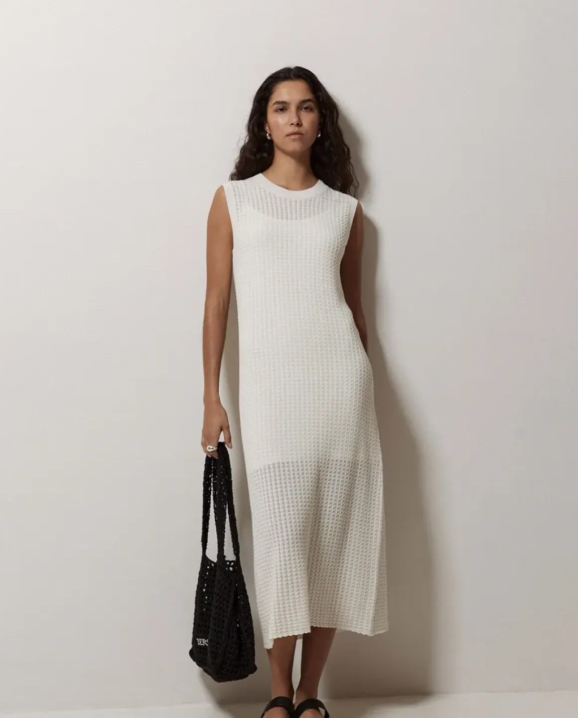 Vestido largo calado blanco