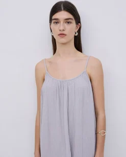 Vestido largo doble gasa gris