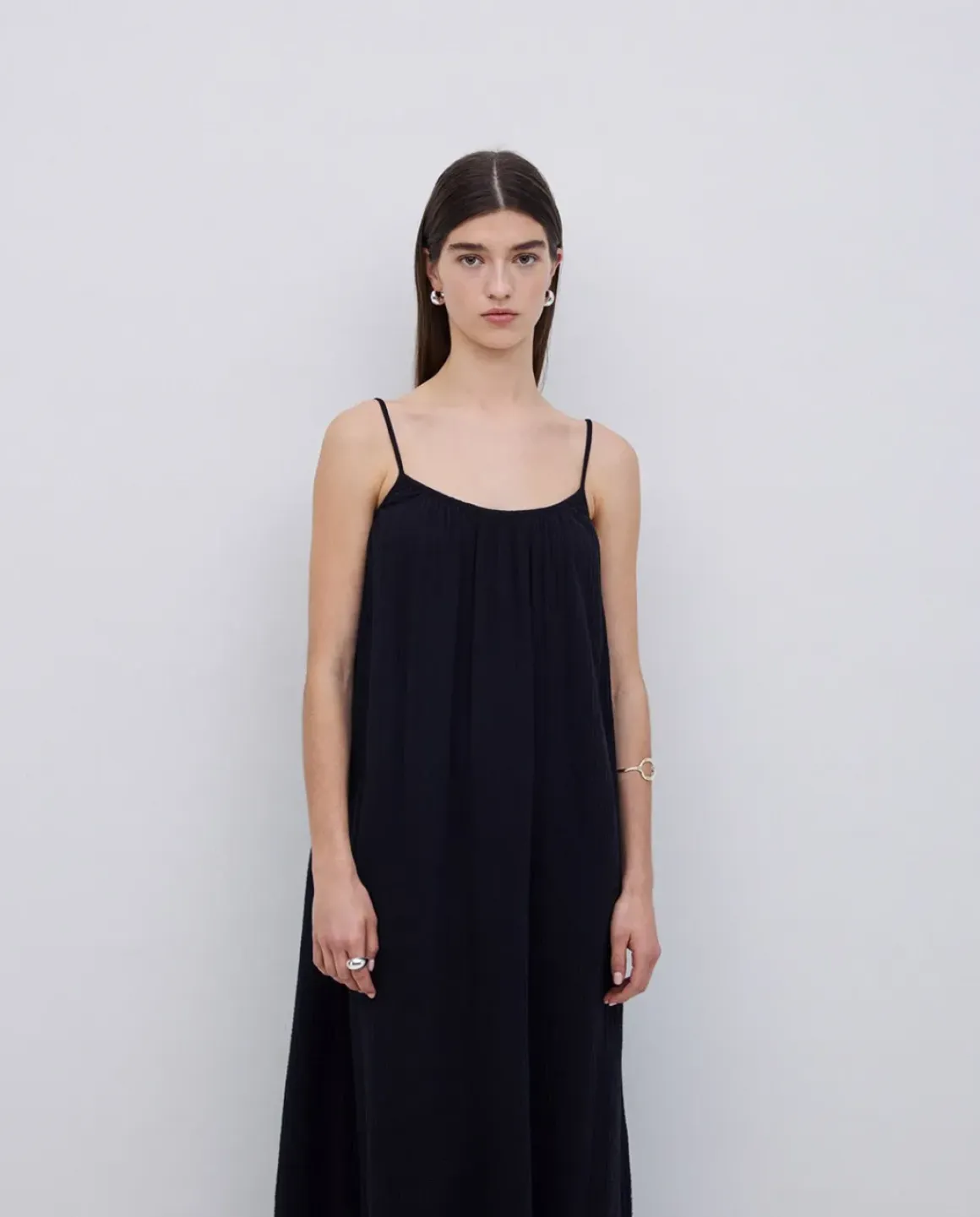 Vestido largo doble gasa negro