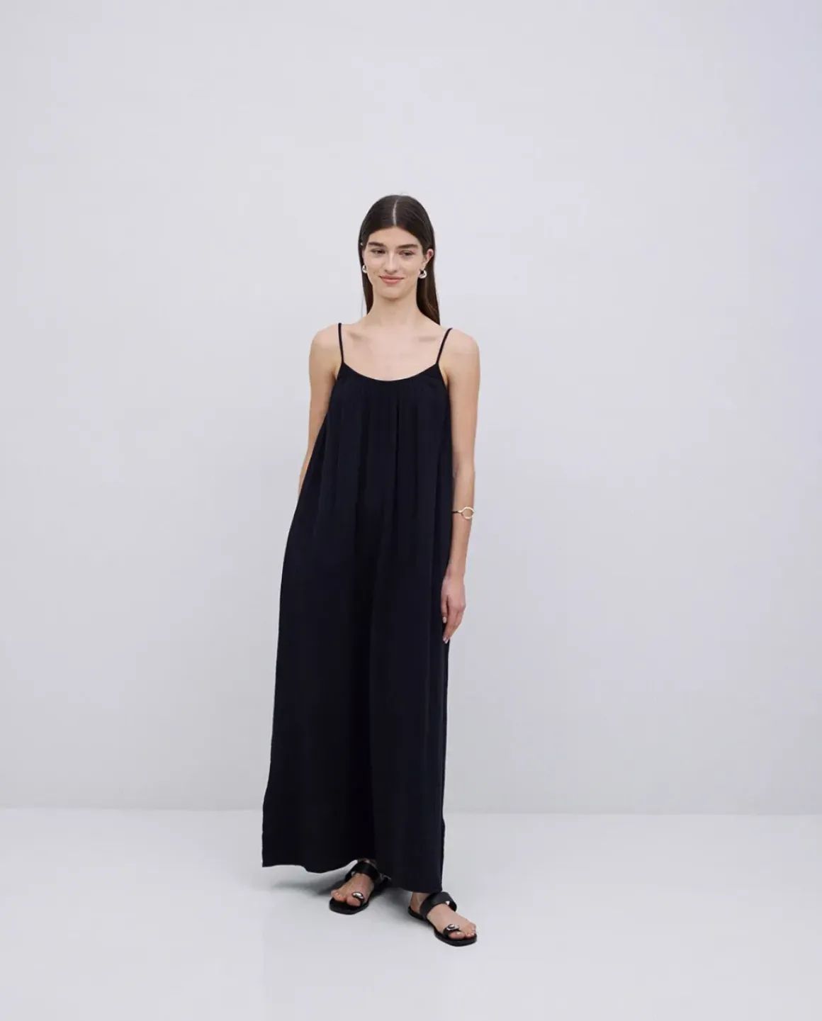 Vestido largo doble gasa negro