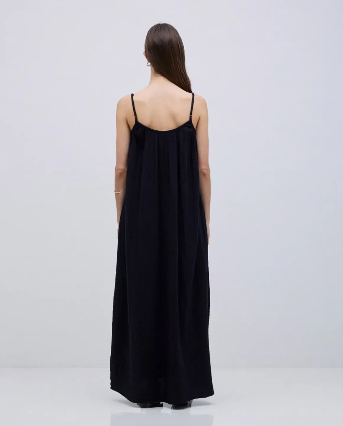 Vestido largo doble gasa negro