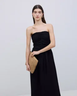 Vestido largo drapeado negro