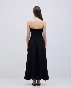 Vestido largo drapeado negro