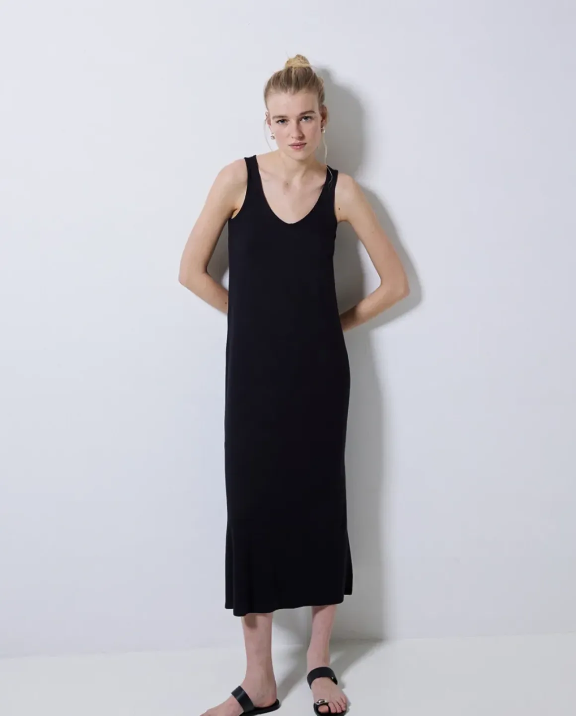 Vestido largo punto azul oscuro