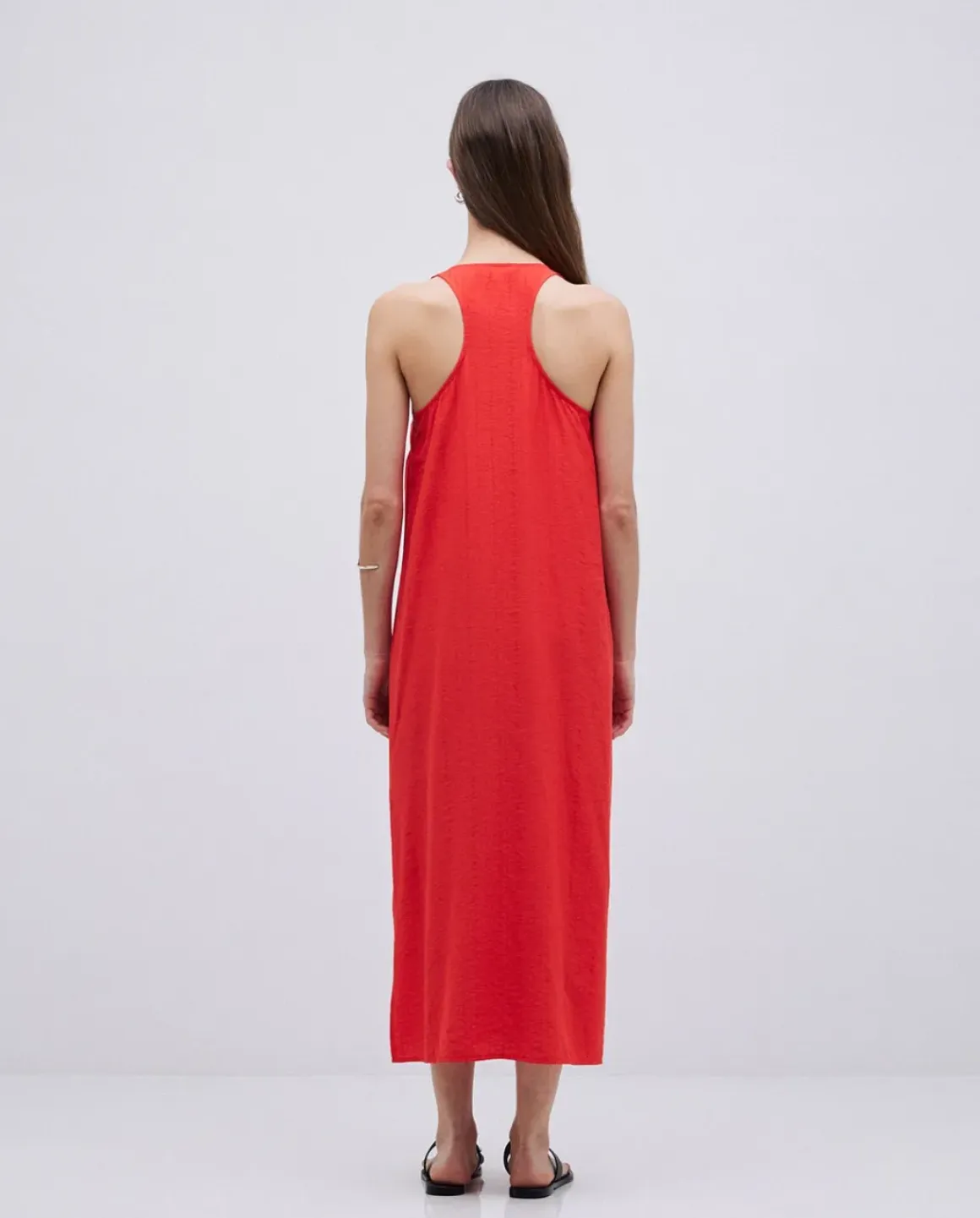 Vestido largo sin mangas coral