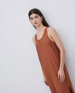 Vestido largo sin mangas terracota