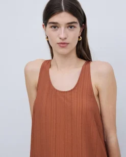 Vestido largo sin mangas terracota