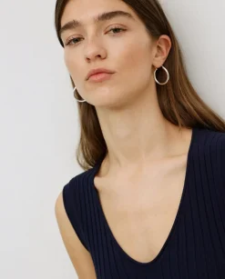 Vestido largo tirantes evasé azul oscuro