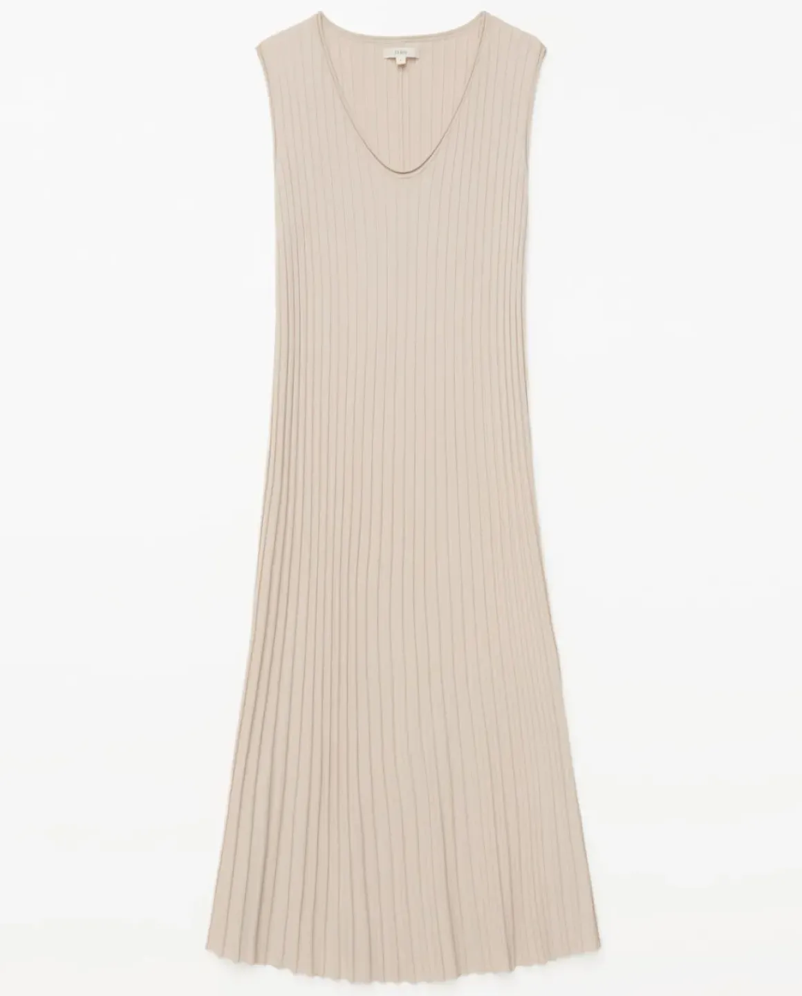 Vestido largo tirantes evasé beige