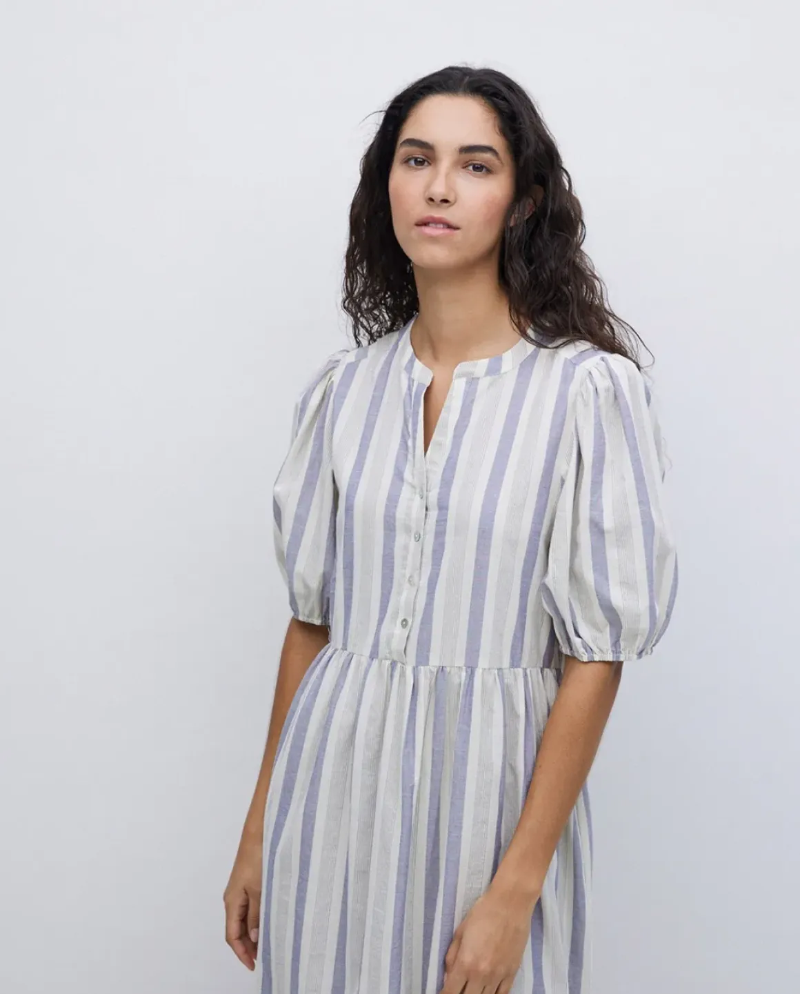 Vestido largo volantes azul